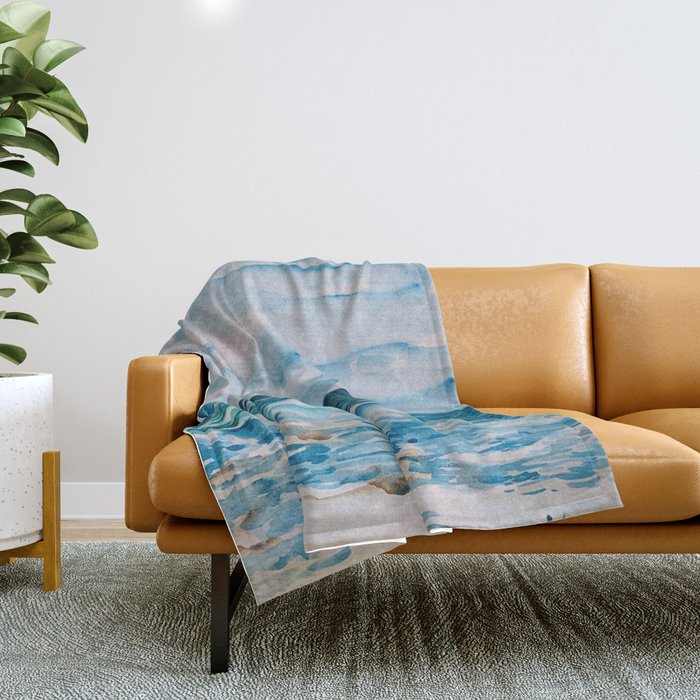 Cabo Beach Mexico Watercolor #1 Throw Blanket Gallery Image 1