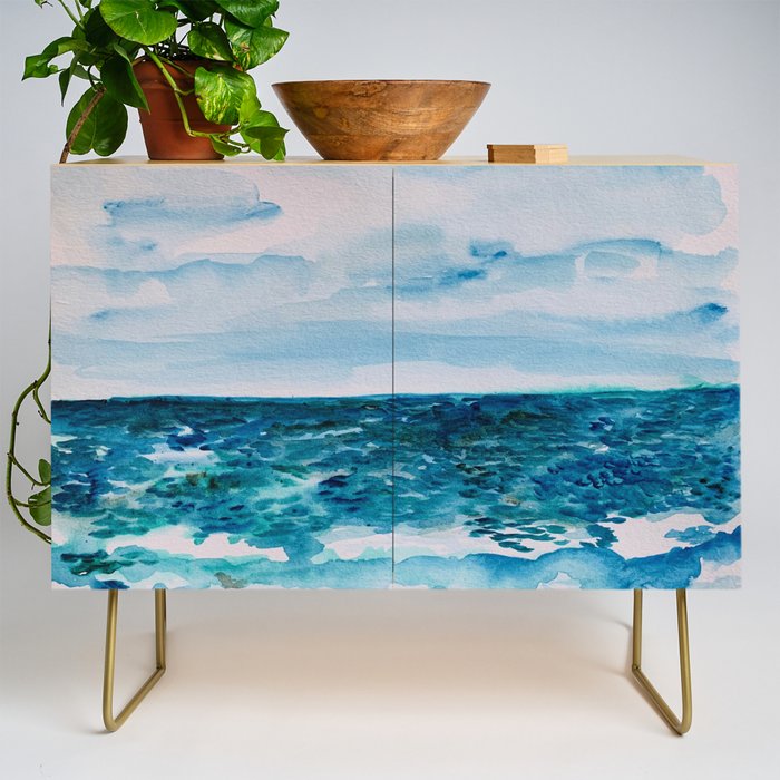 Cabo Beach Mexico Watercolor #1 Credenza Gallery Image 1