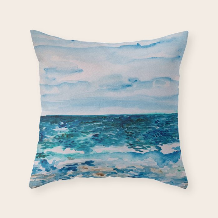 Cabo Beach Mexico Watercolor #1 Throw Pillow Gallery Image 6