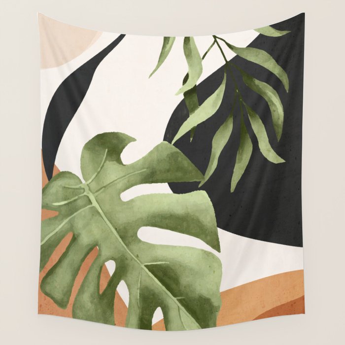 Abstract Art Tropical Leaves 23 Wall Tapestry Gallery Image 4