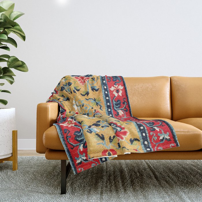 Shigatse Khaden South Tibetan Rug Print Throw Blanket Gallery Image 1