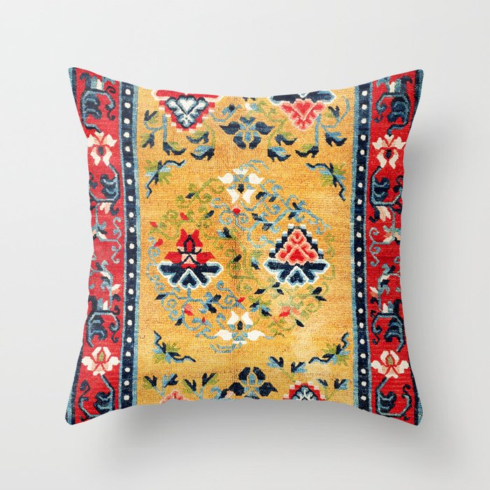 Shigatse Khaden South Tibetan Rug Print Throw Pillow Gallery Image 6