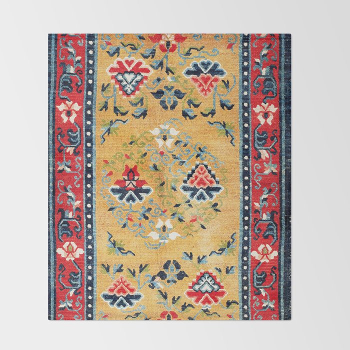 Shigatse Khaden South Tibetan Rug Print Throw Blanket Gallery Image 2