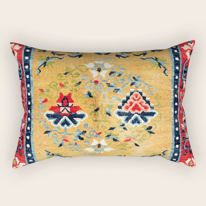 Shigatse Khaden South Tibetan Rug Print Rectangular Pillow Gallery Image 2