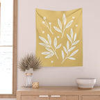 Botanic Pattern - White Yellow Wall Tapestry Gallery Image 2