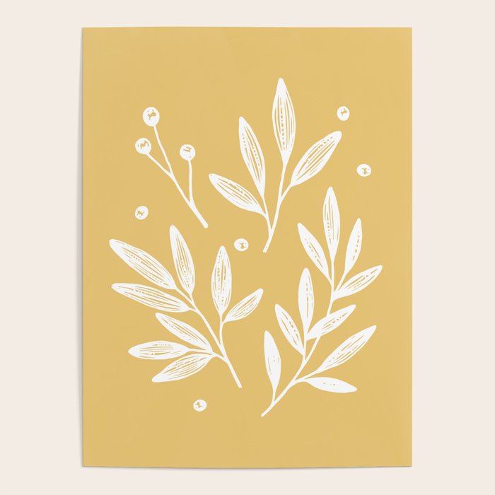 Botanic Pattern - White Yellow Poster Gallery Image 4