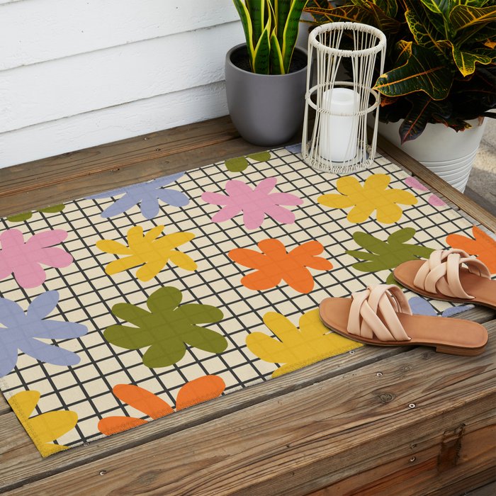 Playful Flowers #1 Outdoor Rug Gallery Image 2