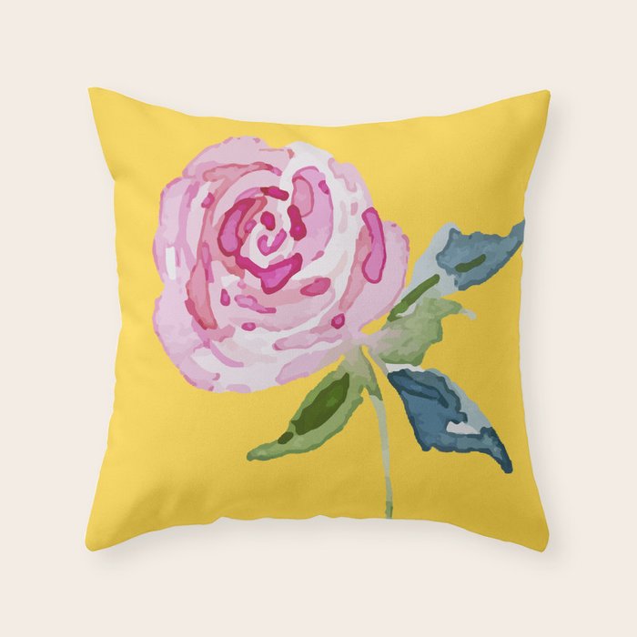 Watercolor Rose Throw Pillow Gallery Image 6