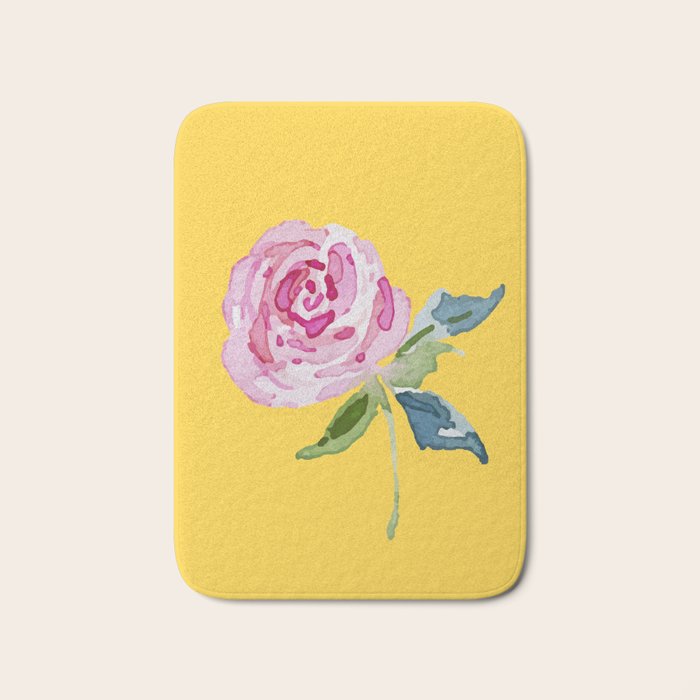 Watercolor Rose Bath Mat Gallery Image 1