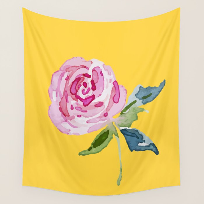 Watercolor Rose Wall Tapestry Gallery Image 1
