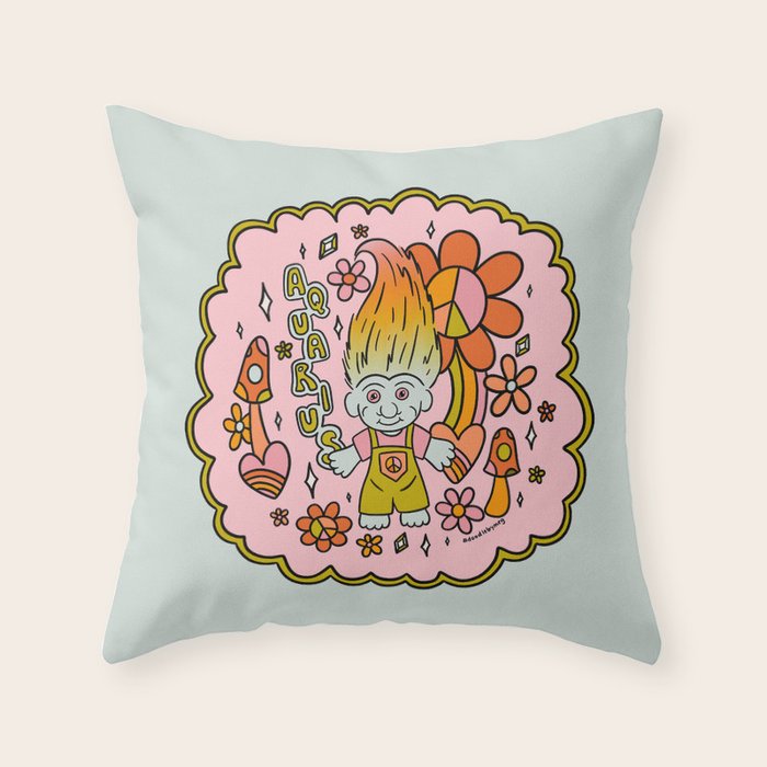 Aquarius Troll Throw Pillow Gallery Image 6