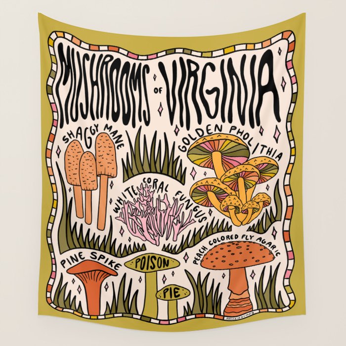 Mushrooms of Virginia Wall Tapestry Gallery Image 4