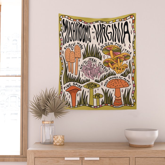 Mushrooms of Virginia Wall Tapestry Gallery Image 2