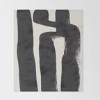 Mid Century Modern Minimalist Abstract Art Brush Strokes Black & White Ink Art Ancient Stripes Throw Blanket Gallery Image 2