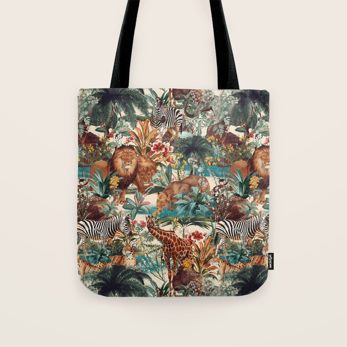 Floral and Animals Pattern IV Tote Bag Gallery Image 1