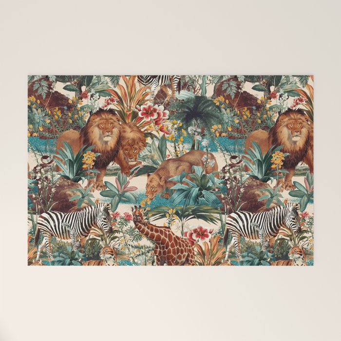 Floral and Animals Pattern IV Welcome Mat Gallery Image 1