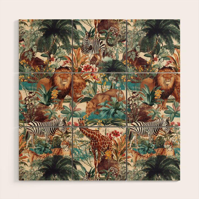 Floral and Animals Pattern IV Wood Wall Art Gallery Image 1