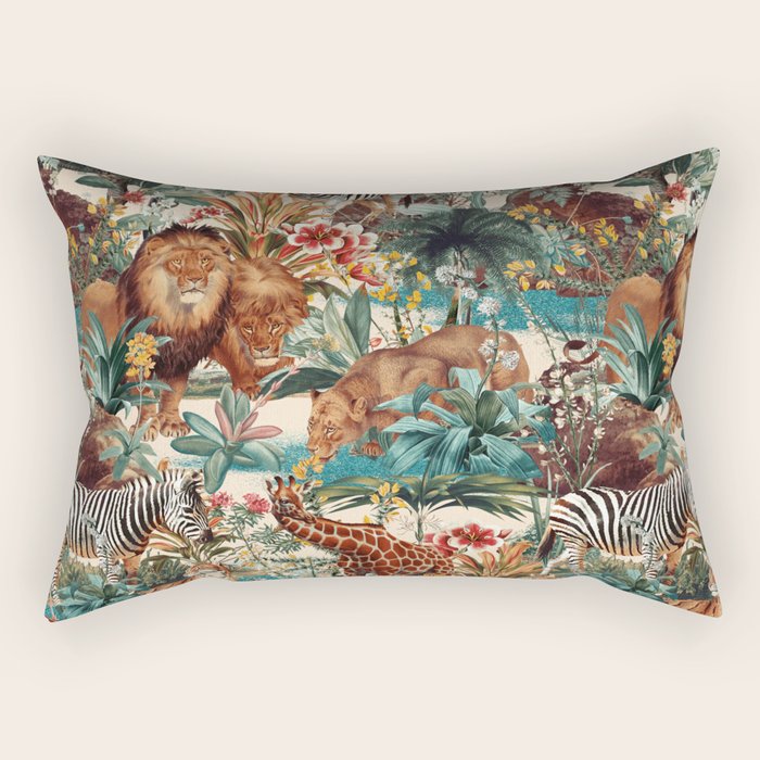 Floral and Animals Pattern IV Rectangular Pillow Gallery Image 2