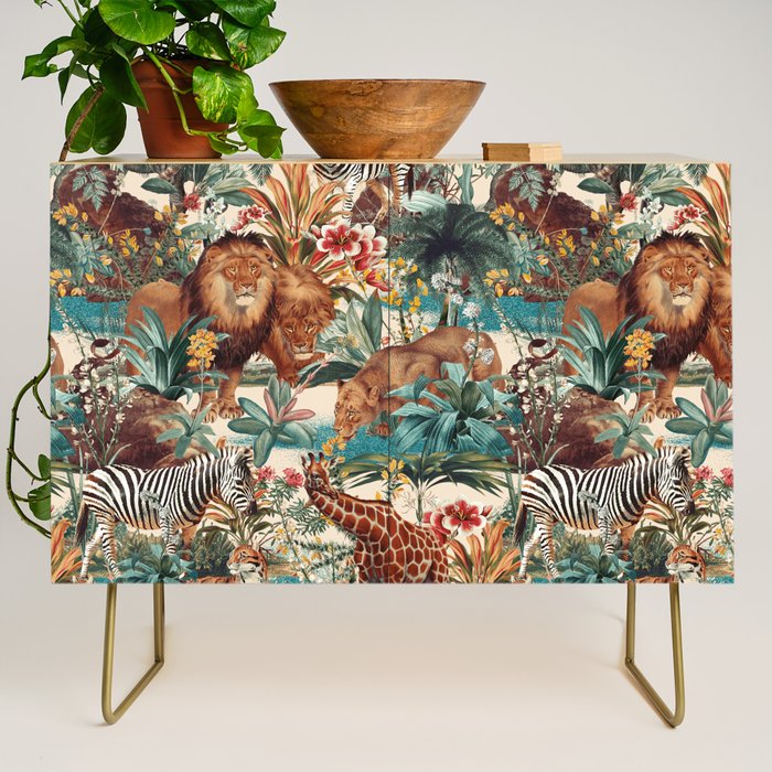 Floral and Animals Pattern IV Credenza Gallery Image 1