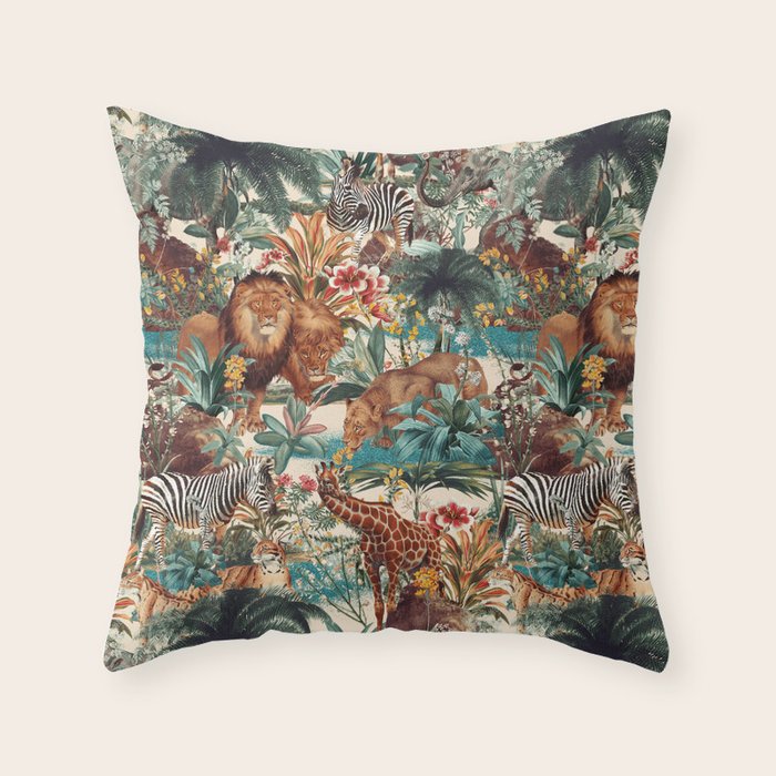 Floral and Animals Pattern IV Throw Pillow Gallery Image 6