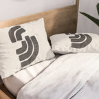 Turn Around Couple Mid Century Modern Minimalist Black Ink Painting Funky Tribal Pillow Sham Gallery Image 2