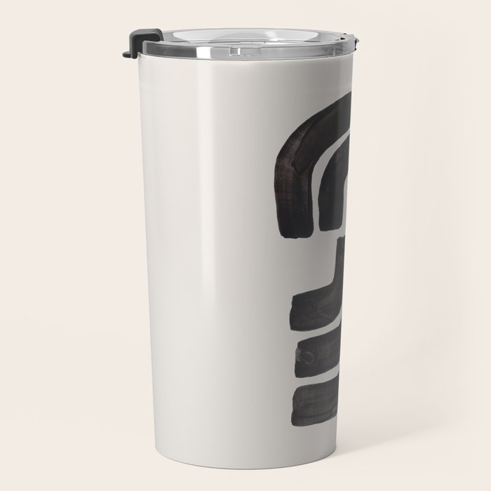 Turn Around Couple Mid Century Modern Minimalist Black Ink Painting Funky Tribal Travel Mug Gallery Image 3