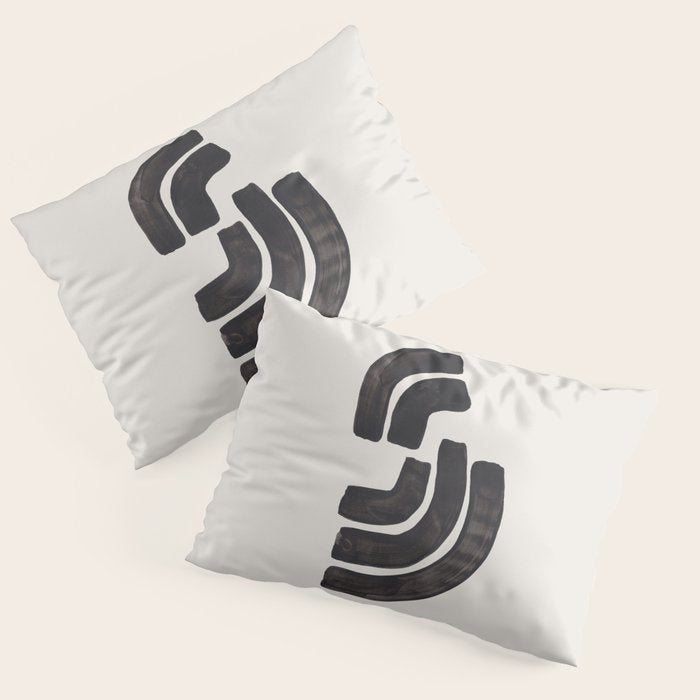 Turn Around Couple Mid Century Modern Minimalist Black Ink Painting Funky Tribal Pillow Sham Gallery Image 3