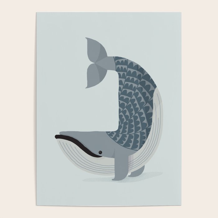 Whimsical Blue Whale Poster Gallery Image 1