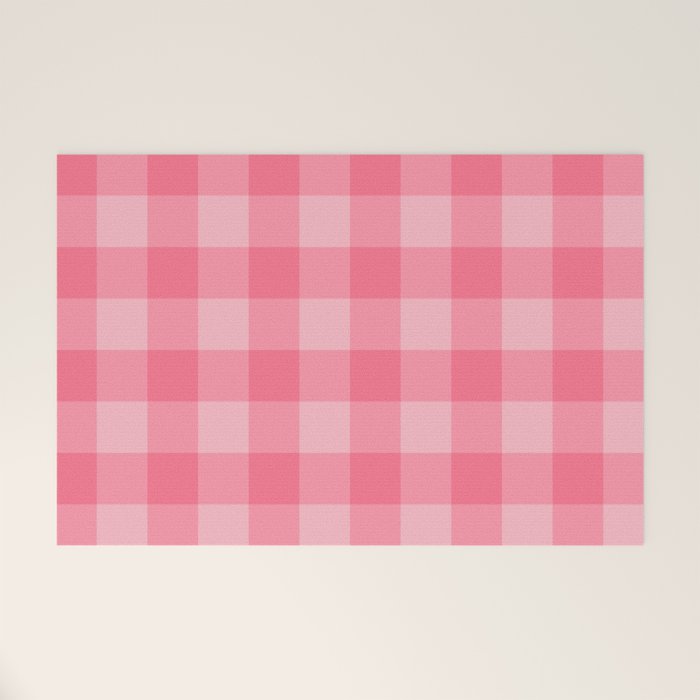 Sweet Peony Gingham Welcome Mat Gallery Image 1