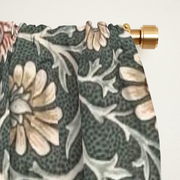William Morris Double Bough Dark Green & Pink Floral Window Curtain Gallery Image 2