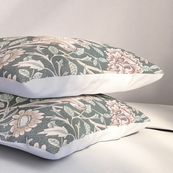William Morris Double Bough Dark Green & Pink Floral Pillow Sham Gallery Image 3