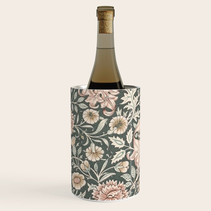 William Morris Double Bough Dark Green & Pink Floral Wine Chiller Gallery Image 1