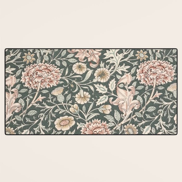 William Morris Double Bough Dark Green & Pink Floral Desk Mat Gallery Image 3