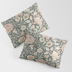 William Morris Double Bough Dark Green & Pink Floral Pillow Sham Gallery Image 3