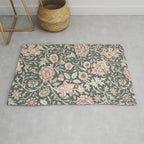 William Morris Double Bough Dark Green & Pink Floral Rug Gallery Image 1