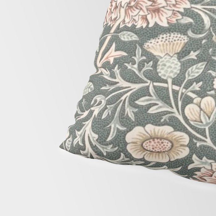 William Morris Double Bough Dark Green & Pink Floral Pillow Sham Gallery Image 4