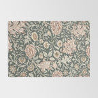 William Morris Double Bough Dark Green & Pink Floral Rug Gallery Image 2