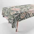 William Morris Double Bough Dark Green & Pink Floral Tablecloth Gallery Image 1