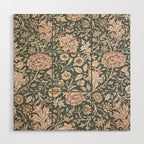 William Morris Double Bough Dark Green & Pink Floral Wood Wall Art Gallery Image 1