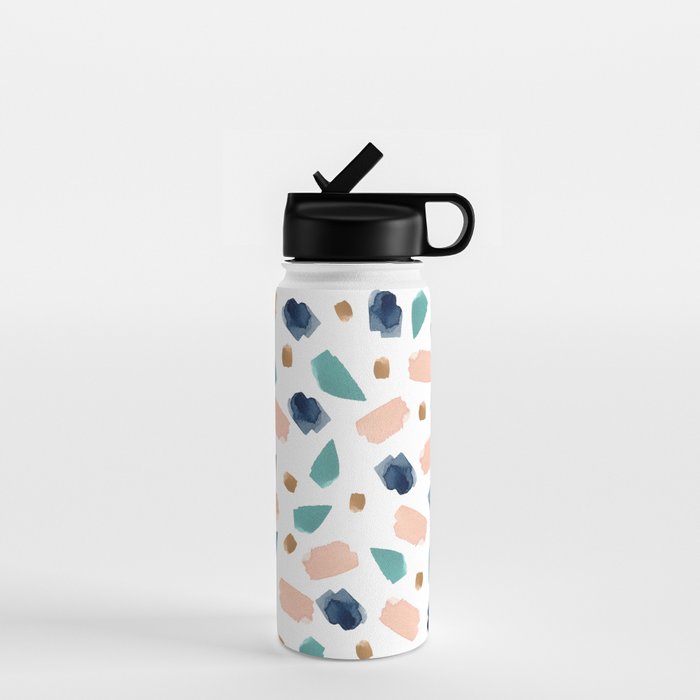 Terrazzo (turquoise, navy, pink & gold) Water Bottle Gallery Image 1