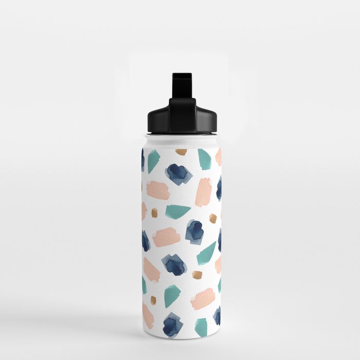 Terrazzo (turquoise, navy, pink & gold) Water Bottle Gallery Image 2