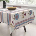 Folk Floral Stripe Pattern Tablecloth Gallery Image 3