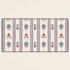 Folk Floral Stripe Pattern Desk Mat Gallery Image 3
