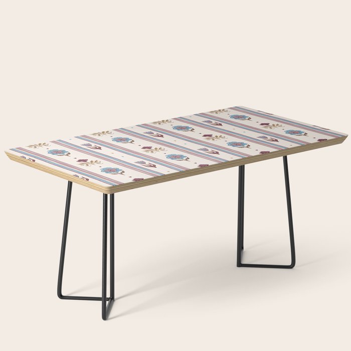 Folk Floral Stripe Pattern Coffee Table Gallery Image 1