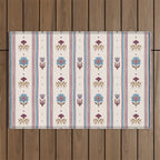 Folk Floral Stripe Pattern Outdoor Rug Gallery Image 1