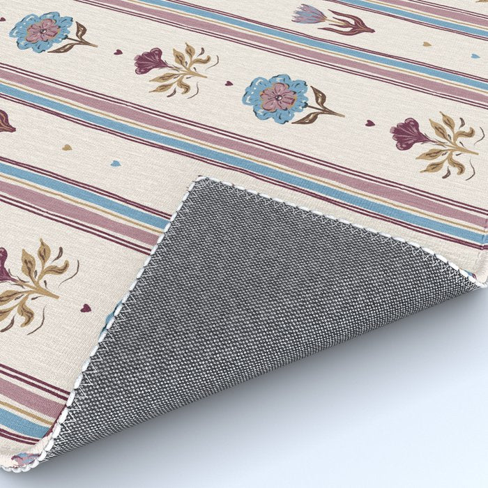 Folk Floral Stripe Pattern Rug Gallery Image 4