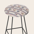 Folk Floral Stripe Pattern Stool Gallery Image 2