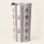 Folk Floral Stripe Pattern Travel Mug Gallery Image 3