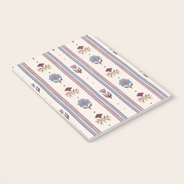 Folk Floral Stripe Pattern Notebook Gallery Image 3