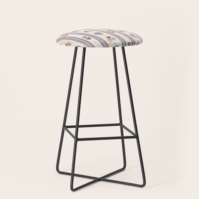 Folk Floral Stripe Pattern Stool Gallery Image 1